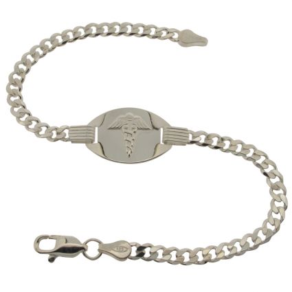 Sterling Silver Mens Medic ID Bracelet With Optional Engraving
