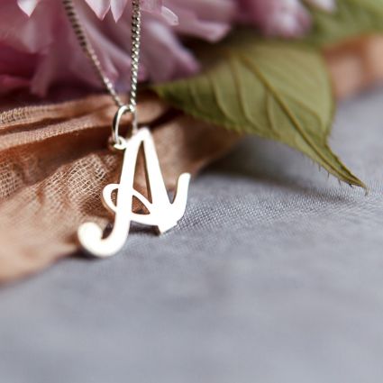 Sterling Silver Script Initial Pendant