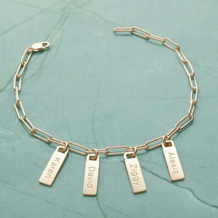 9ct Yellow Gold Plated Paper Clip Link Bracelet With Engraved Tag Options