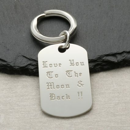 Sterling Silver Personalised Old English Keyring With Optional Engraving