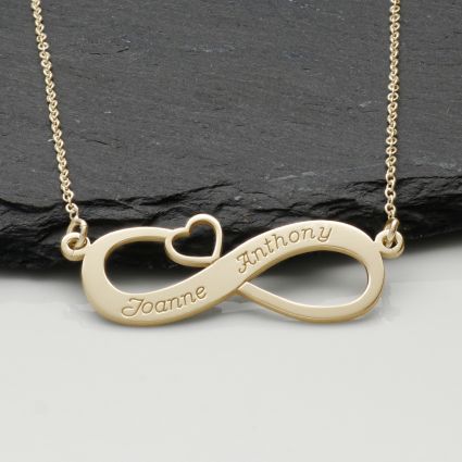 9ct Yellow Gold Infinity With Heart Necklace