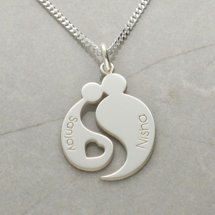Personalised Mother And Child Necklace in Sterling Silver