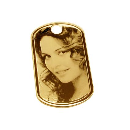 9ct Yellow Gold Photo Engraved Dog Tag With Optional Engraving