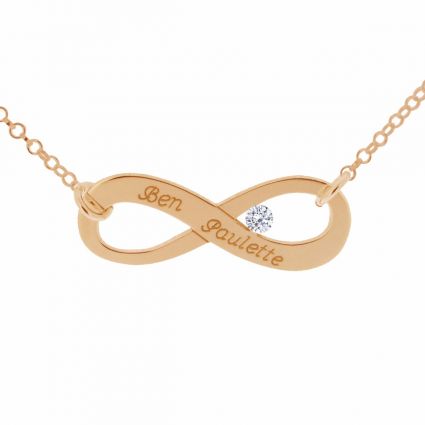 9ct Rose Gold Plated Infinity Necklace With CZ Crystal