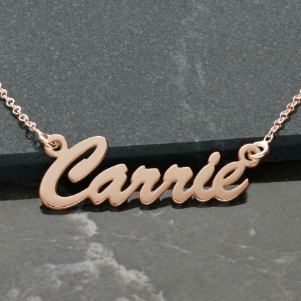 9ct Rose Gold Script Style Personalised Name Necklace