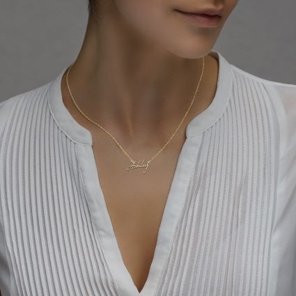 Gold plated name necklace uk clearance