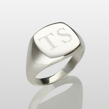 Sterling Silver Signet Ring with Engraved Initials