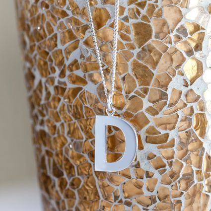 Sterling Silver Block Initial Pendant