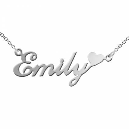 Sterling Silver Carrie Style Personalised Name Necklace with Heart