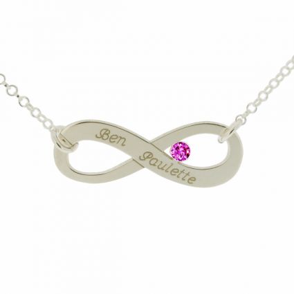 9ct White Gold Infinity Necklace With CZ Crystal