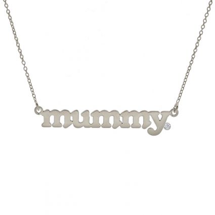 9ct White Gold Mummy Name Necklace
