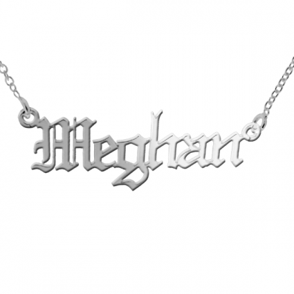 Sterling Silver Gothic Old English Personalised Name Necklace