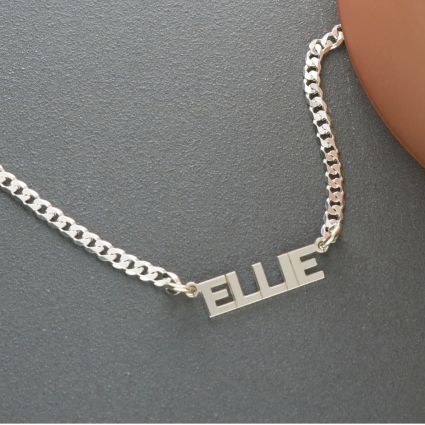 Sterling Silver Mini Block Choker Style Personalised Name Necklace