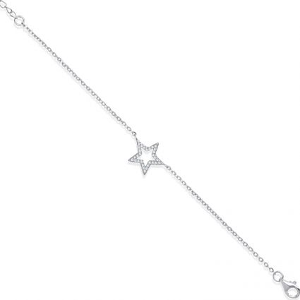 Sterling Silver CZ Set Star Bracelet