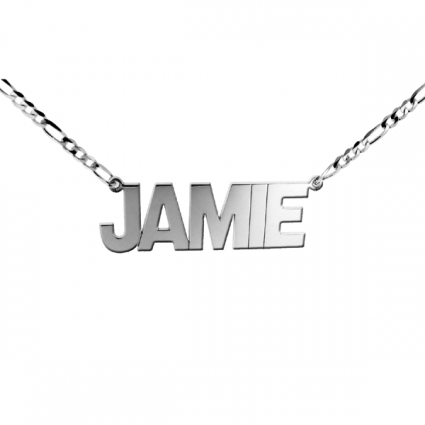 Sterling Silver Mens Block Style Large Personalised Name Necklace