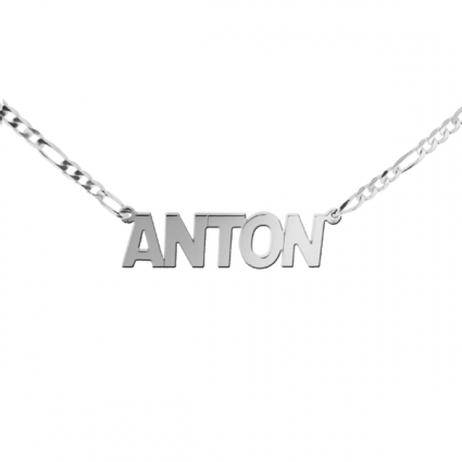 Sterling Silver Mens Block Style Personalised Name Necklace