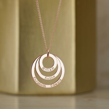 Rose gold necklace with children's names sale