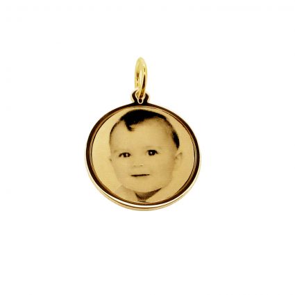 9ct Yellow Gold 19mm Round Photo Engraved Disc Pendant