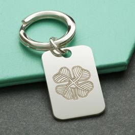 Sterling Silver Four Leaf Clover Keyring With Optional Engraving