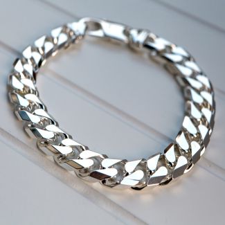 Sterling Silver Mens 2oz Chunky Curb Link Bracelet