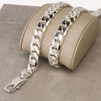 Sterling Silver 11mm Mens Chunky Curb Chain