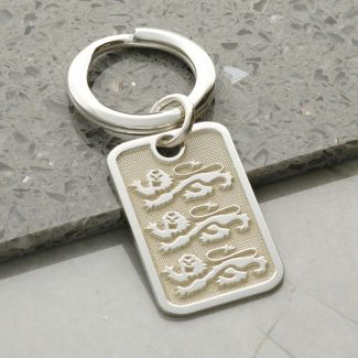 Sterling Silver 3D Three Lions England Keyring With Optional Engraving