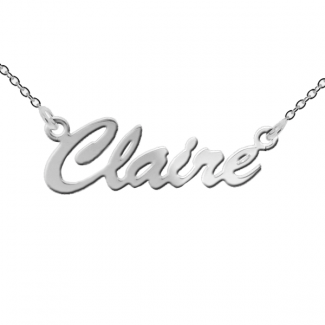 9ct White Gold Script Style Personalised Name Necklace