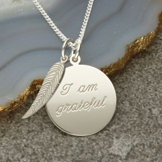 Sterling Silver Affirmation Disc Necklace With Optional Charm And Personalised Engraving 