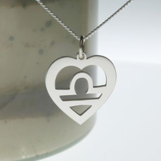 Sterling Silver Star Sign Heart Pendant
