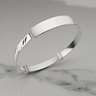 Sterling Silver Engraved Baby and Small Child Expandable ID Bangle 