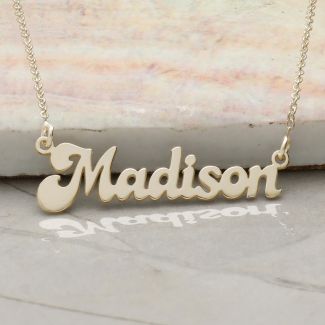 9ct Yellow Gold Retro 70s Style Personalised Name Necklace