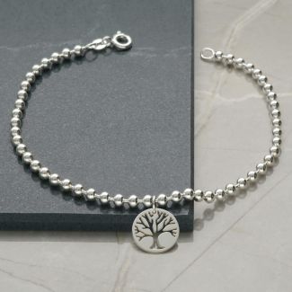 Sterling Silver Bead Ball Anklet With Your Choice of Charm