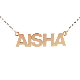 9ct Rose Gold Block Style Personalised Name Necklace