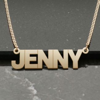 9ct Yellow Gold Block Style Personalised Name Necklace