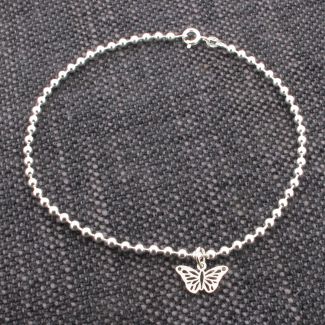Sterling Silver Charm Bracelet With Butterfly Charm