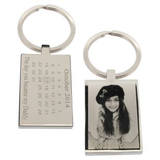Mirror Polished Special Date Calendar & Photo Engraved  Keyring