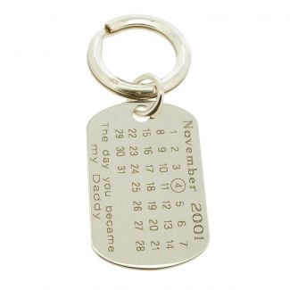 Sterling Silver Special Date Daddy Keyring With Optional Engraving