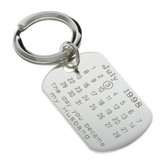 Sterling Silver Special Date Husband Keyring With Optional Engraving