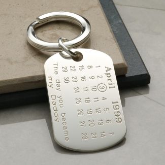 Sterling Silver Special Date Daddy Keyring With Optional Engraving