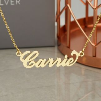 9ct Yellow Gold Plated Carrie Style Personalised Name Necklace with Curl