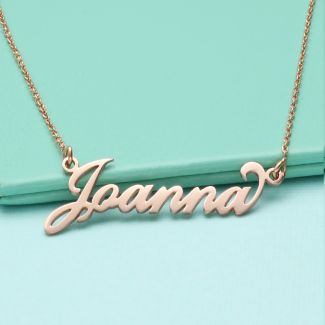 9ct Rose Gold Carrie Style Personalised Name Necklace with Curl