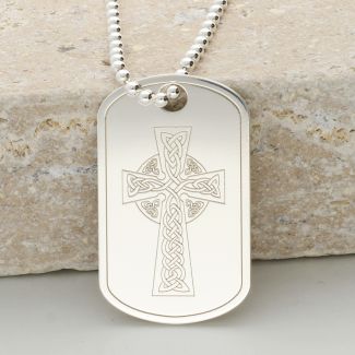 Sterling Silver Large Celtic Cross Dog Tag