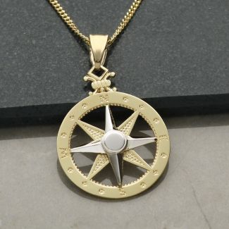 9ct Gold 3D Compass Pendant With Optional Chain