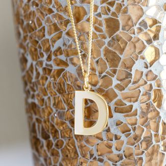 9ct Yellow Gold Block Initial Pendant