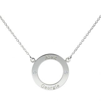 Sterling Silver Personalised Ring Pendant With Crystal 