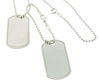Sterling Silver Large Double Dog Tags With Optional Engraving