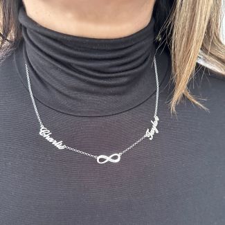 Sterling Silver Double Name Necklace With Infinity