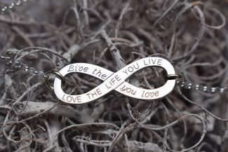 Sterling Silver Love The Life You Live Infinity Pendant