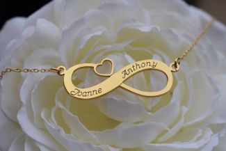 9ct Yellow Gold Plated Infinity With Heart Necklace