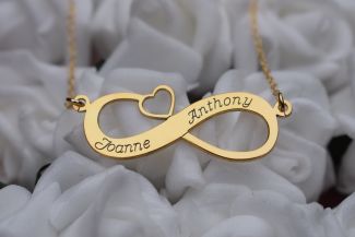 9ct Yellow Gold Infinity With Heart Necklace